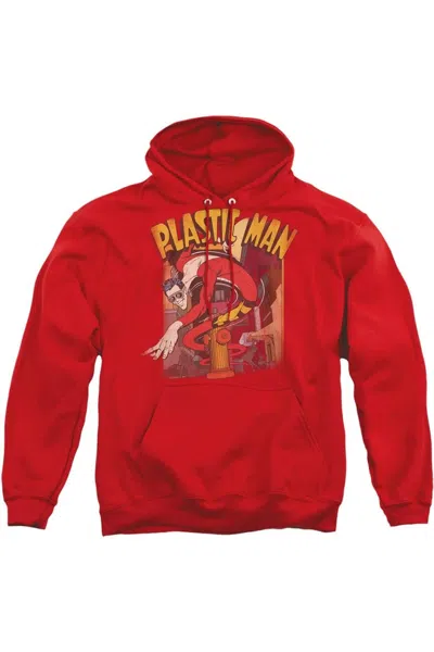 Gildan Dc Comics Plastic Man Street Adult Pull Over Hoodie / Hooded Sweatshirt In Red