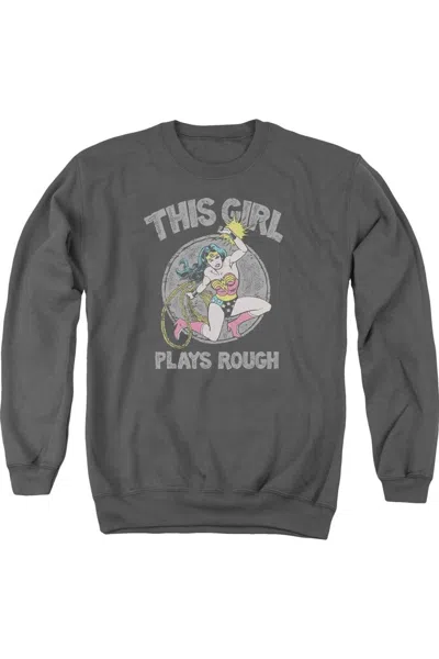 Gildan Dc Comics Plays Rough Adult Crewneck Sweatshirt In Pink