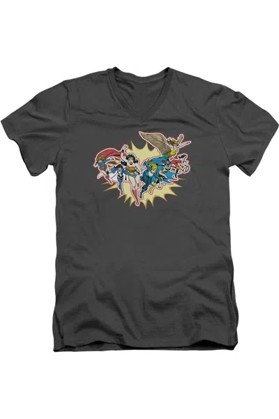Gildan Dc Comics Please Get Me Short Sleeve Adult V Neck Tee / T-shirt In Gray