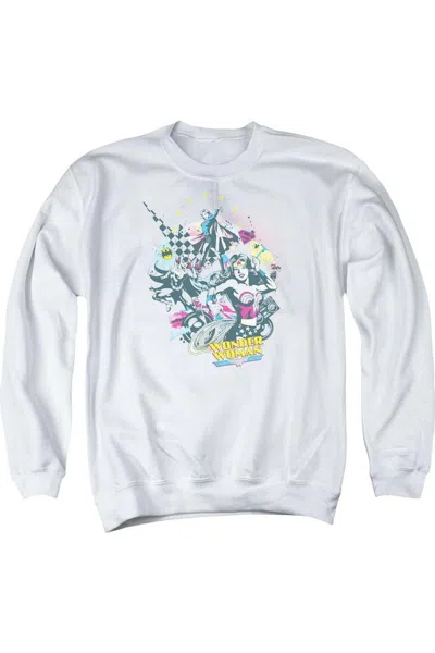 Gildan Dc Comics Power Trio Adult Crewneck Sweatshirt In White