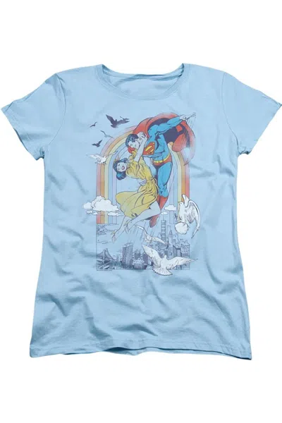 Gildan Dc Comics Rainbow Love Short Sleeve Womens Tee / T-shirt In Blue