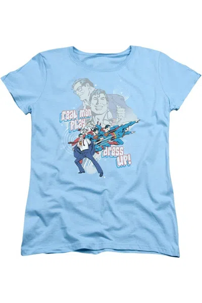 Gildan Dc Comics Real Men Short Sleeve Womens Tee / T-shirt In Blue