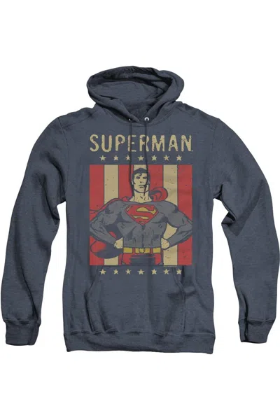 Gildan Dc Comics Retro Liberty Adult Heather Hoodie / Hooded Sweatshirt In Blue