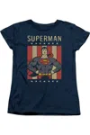 Gildan Dc Comics Retro Liberty Short Sleeve Womens Tee / T-shirt In Blue
