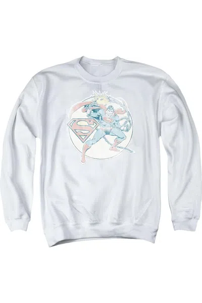 Gildan Dc Comics Retro Superman Iron On Adult Crewneck Sweatshirt In White