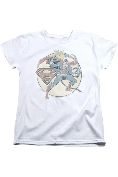GILDAN DC COMICS RETRO SUPERMAN IRON ON SHORT SLEEVE WOMENS TEE / T-SHIRT