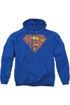 Gildan Dc Comics Retro Supes Logo Distressed Adult Pull Over Hoodie / Hooded Sweatshirt In Blue