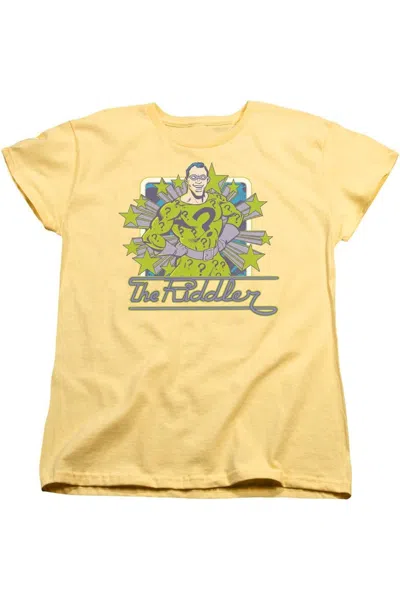 Gildan Dc Comics Riddler Stars Short Sleeve Womens Tee / T-shirt In Yellow