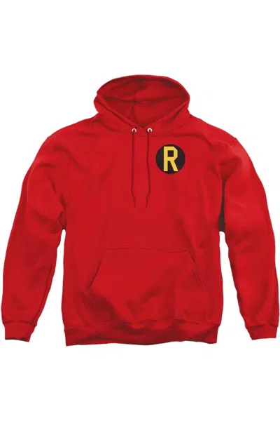 Gildan Dc Comics Robin Logo Adult Pull Over Hoodie / Hooded Sweatshirt In Red
