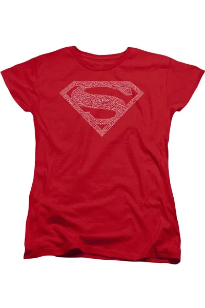 Gildan Dc Comics Robin Logo Short Sleeve Womens Tee / T-shirt In Red