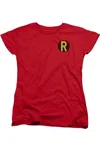 Gildan Dc Comics Robin Logo Short Sleeve Womens Tee / T-shirt In Red