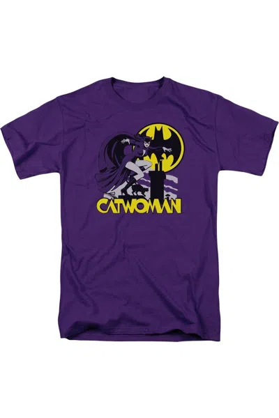 Gildan Dc Comics Rooftop Cat Short Sleeve Adult Tee / T-shirt In Purple