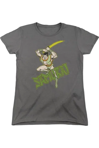 Gildan Dc Comics Samurai Short Sleeve Womens Tee / T-shirt In Gray