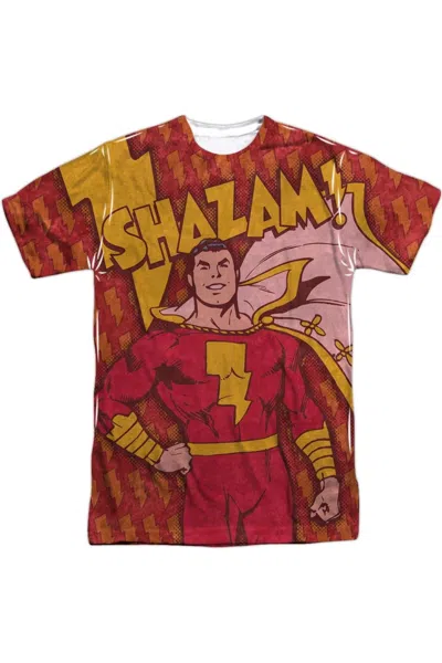 Gildan Dc Comics Shazam Bolts Short Sleeve Adult Poly Crew Tee / T-shirt In White