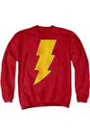 Gildan Dc Comics Shazam Logo Distressed Adult Crewneck Sweatshirt In Red