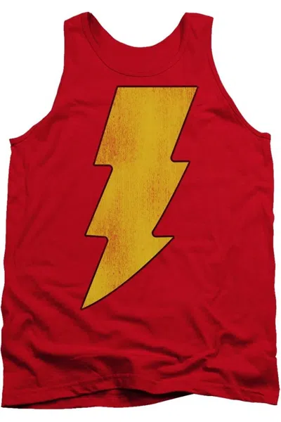 Gildan Dc Comics Shazam Logo Distressed Adult Tank Top In Red