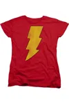 Gildan Dc Comics Shazam Logo Distressed Short Sleeve Womens Tee / T-shirt In Red