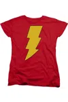 Gildan Dc Comics Shazam Logo Short Sleeve Womens Tee / T-shirt In Red