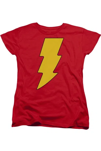 Gildan Dc Comics Shazam Logo Short Sleeve Womens Tee / T-shirt In Red