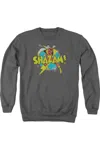 Gildan Dc Comics Shazam Power Bolt Adult Crewneck Sweatshirt In Pink