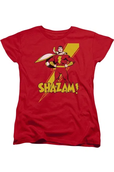 Gildan Dc Comics Shazam Shazam Short Sleeve Women´s Tee / T-shirt In Red