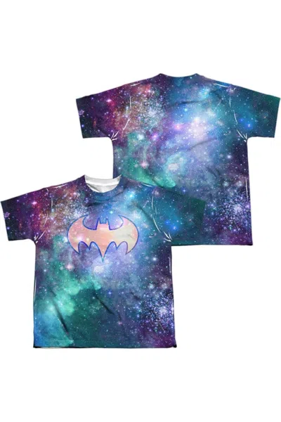 Gildan Kids' Dc Comics Shielded Galaxy (front/back Print) Short Sleeve Youth Poly Crew Tee / T-shirt In Multi