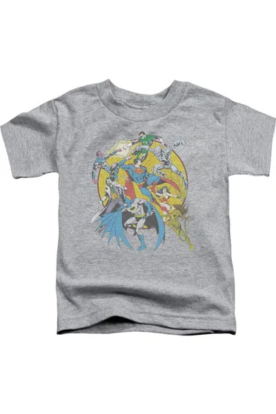 Gildan Kids' Dc Comics Spin Circle Fight Short Sleeve Juvenile Tee / T-shirt In Gray