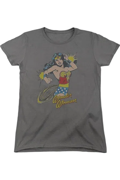Gildan Dc Comics Spinning Short Sleeve Womens Tee / T-shirt In Gray