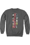 Gildan Dc Comics Stacked Justice Adult Crewneck Sweatshirt In Pink