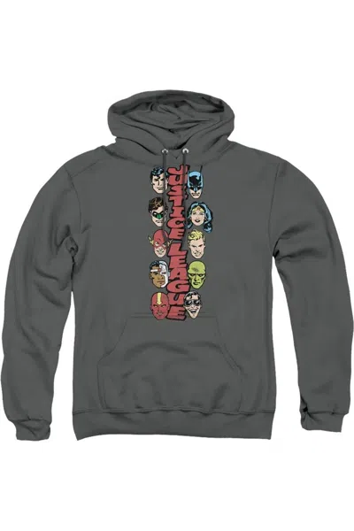Gildan Dc Comics Stacked Justice Adult Pull Over Hoodie / Hooded Sweatshirt In Pink