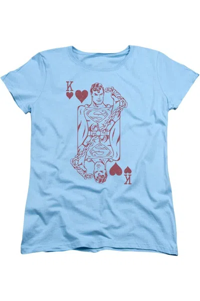 Gildan Dc Comics Super Card Short Sleeve Womens Tee / T-shirt In Blue