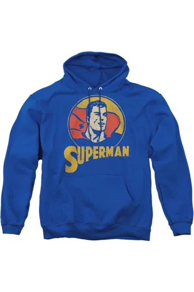Gildan Dc Comics Super Circle Adult Pull Over Hoodie / Hooded Sweatshirt In Blue