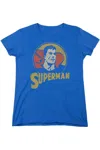 Gildan Dc Comics Super Circle Short Sleeve Womens Tee / T-shirt In Blue