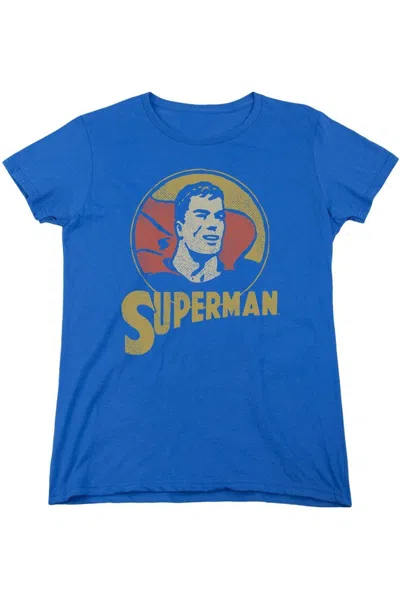 Gildan Dc Comics Super Circle Short Sleeve Womens Tee / T-shirt In Blue