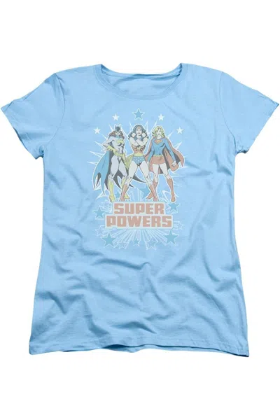 Gildan Dc Comics Super Powers X3 Short Sleeve Women´s Tee / T-shirt In Blue