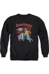 Gildan Dc Comics Super Running Adult Crewneck Sweatshirt In Black