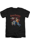 Gildan Dc Comics Super Running Short Sleeve Adult V Neck Premium Cotton Tee / T-shirt In Black