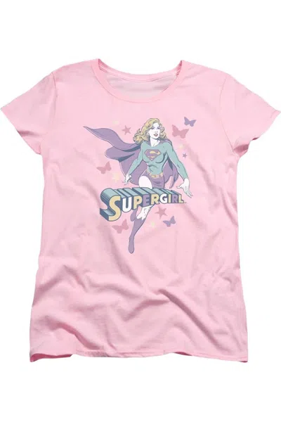 Gildan Dc Comics Supergirl Pastels Short Sleeve Womens Tee / T-shirt In Pink