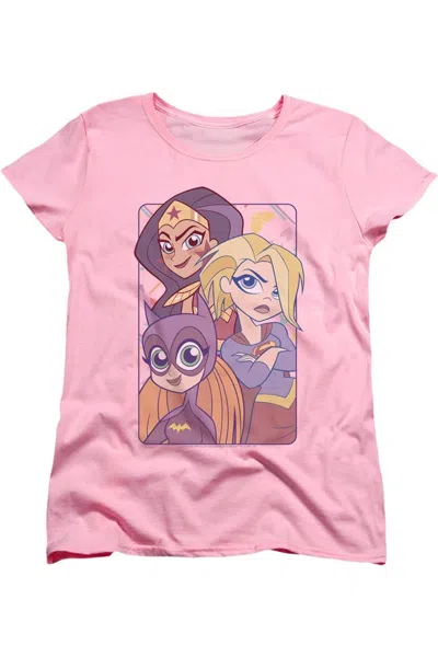 Gildan Dc Comics Superhero Girls Dont Box Us In Short Sleeve Women´s Tee / T-shirt In Pink