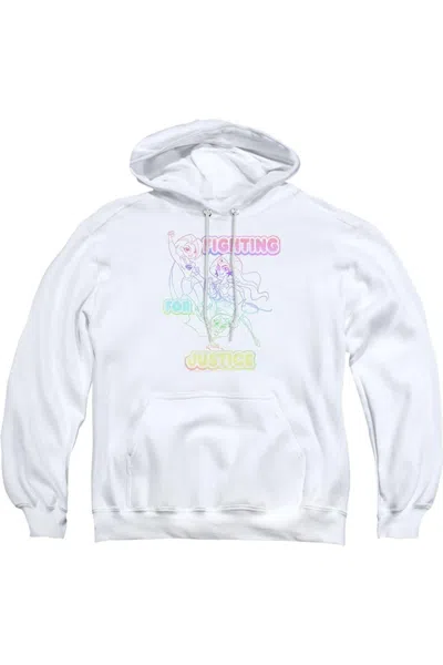 Gildan Dc Comics Superhero Girls Fighting For Justice Adult Pull Over Hoodie / Hooded Sweatshirt In White
