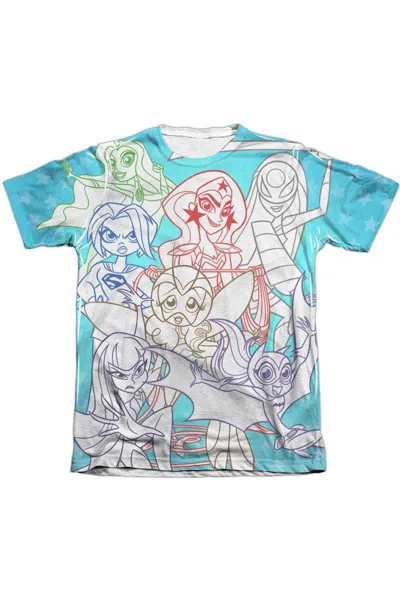 Gildan Dc Comics Superhero Girls Justice Gang (front/back Print) Short Sleeve Adult Poly Crew Tee / T-shirt In White