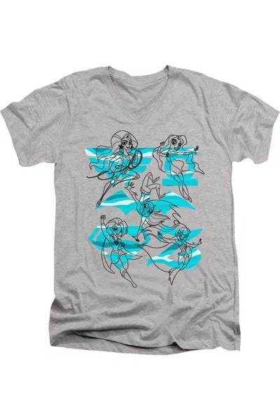 Gildan Dc Comics Superhero Girls Line Art Group Short Sleeve Adult V Neck Premium Cotton Tee / T-shirt In Multi