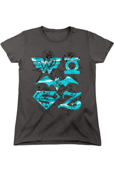 Gildan Dc Comics Superhero Girls Line Art Group Short Sleeve Women´s Tee / T-shirt In Pink