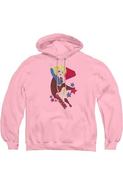 Gildan Dc Comics Superhero Girls Supergirl Adult Pull Over Hoodie / Hooded Sweatshirt In Pink