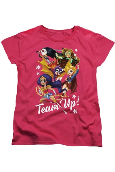 Gildan Dc Comics Superhero Girls Team Up Short Sleeve Women´s Tee / T-shirt In Pink