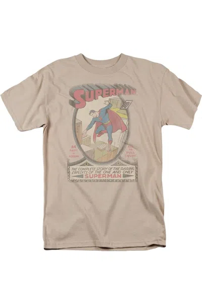 Gildan Dc Comics Superman 1 Distressed Short Sleeve Adult Tee / T-shirt In Beige