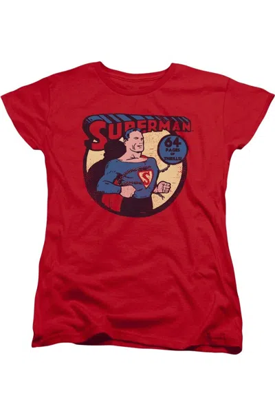 Gildan Dc Comics Superman 64 Short Sleeve Womens Tee / T-shirt In Red