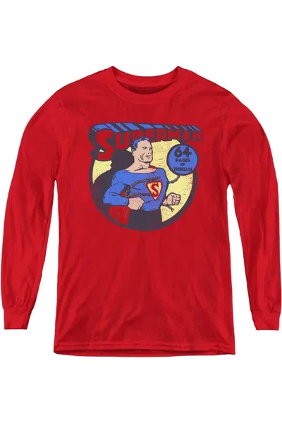 Gildan Kids' Dc Comics Superman 64 Youth Long Sleeve Tee / T-shirt In Red