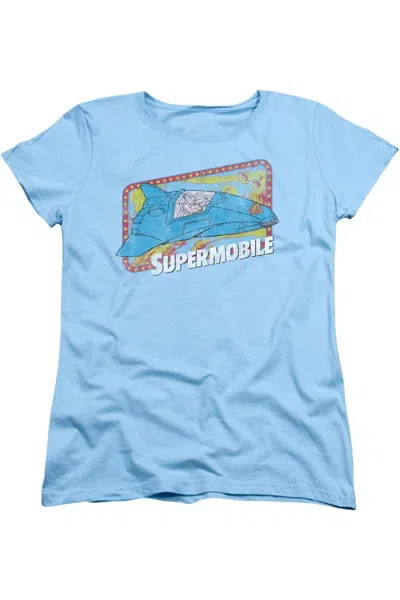 Gildan Dc Comics Supermobile Short Sleeve Womens Tee / T-shirt In Blue