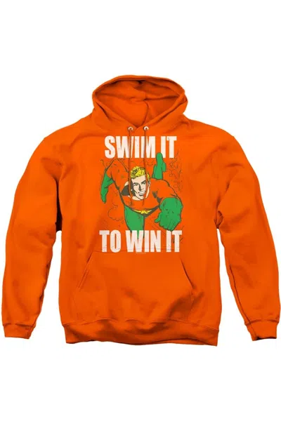 Gildan Dc Comics Swim It Adult Pull Over Hoodie / Hooded Sweatshirt In Orange